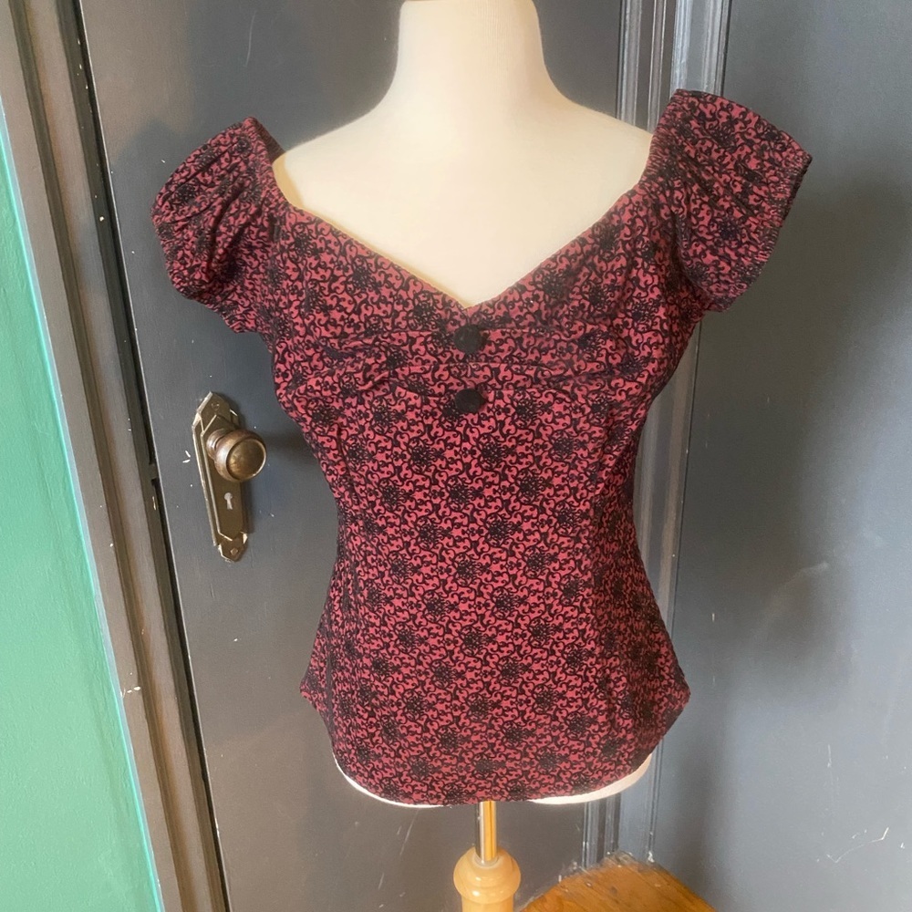 Collectif London flocked Dolores Top Size L UK 14